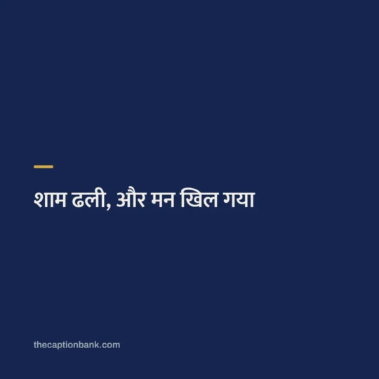 One Line Hindi Captions card: शाम ढली, और मन खिल गया